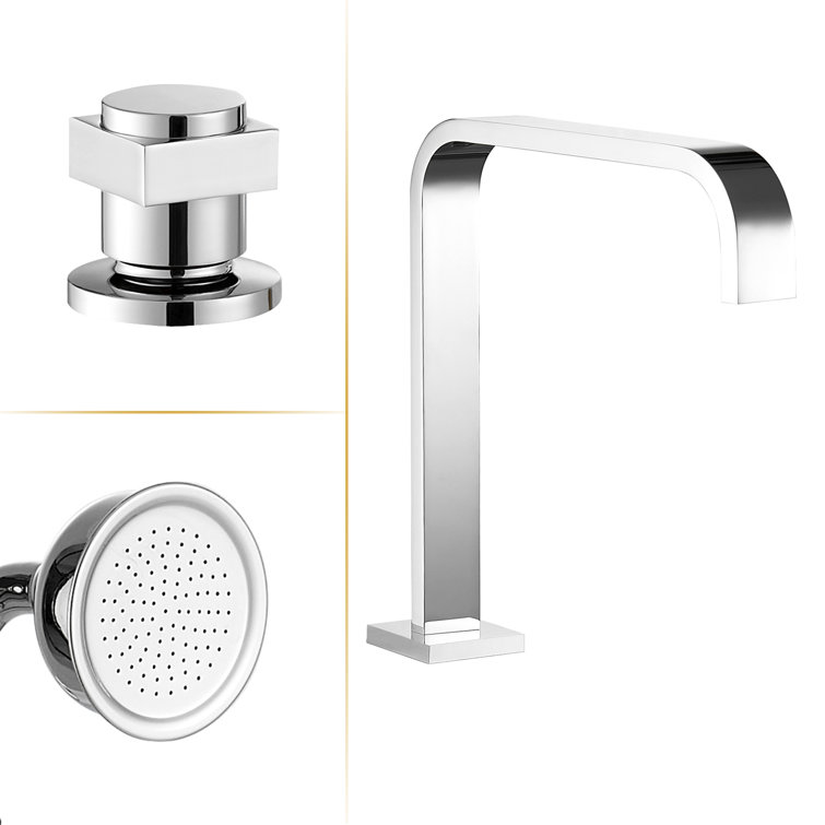 Polished Chrome Triple Handle Deck-Mount Roman Tub Faucet