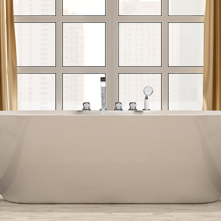 Polished Chrome Triple Handle Deck-Mount Roman Tub Faucet