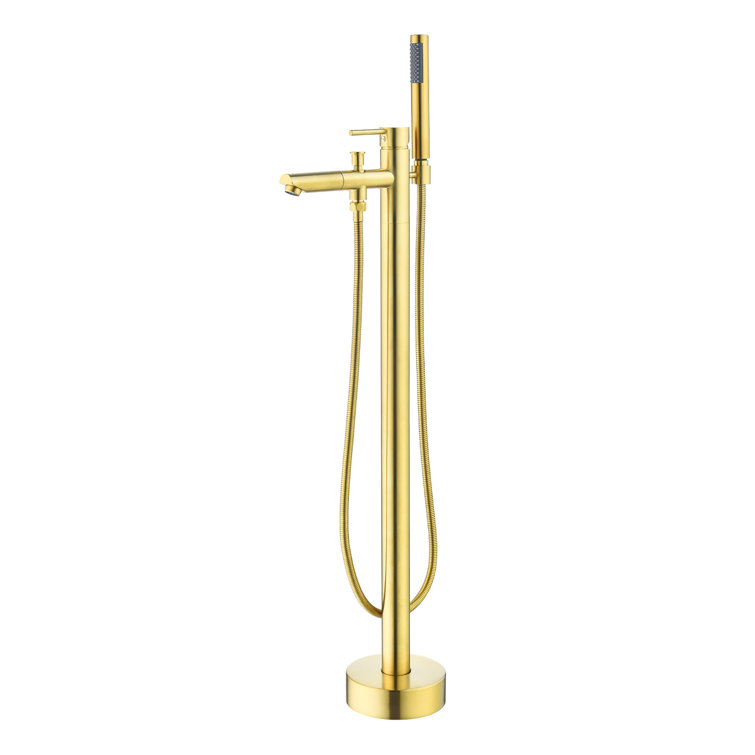 Brushed Gold Stainless Steel Freestanding Tub Faucet with Handshower