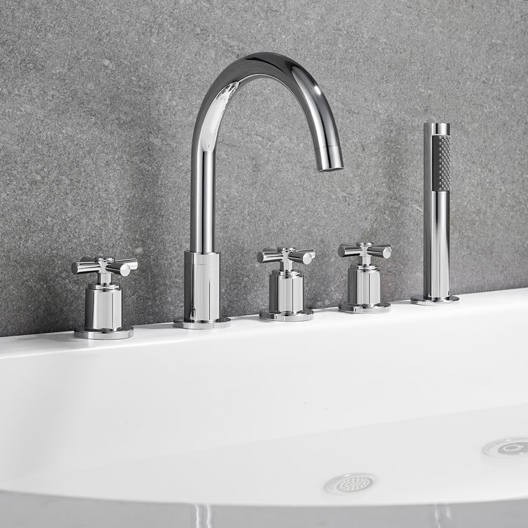 Sorlia Chrome Deck-Mount Roman Tub Faucet with Handshower