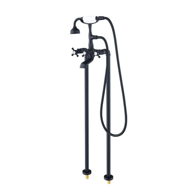 Matte Black Vintage Style Freestanding Tub Faucet with Handshower