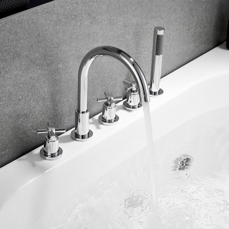 Sorlia Chrome Deck-Mount Roman Tub Faucet with Handshower