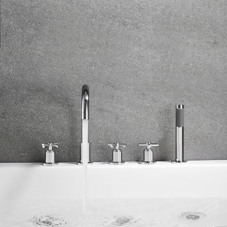 Sorlia Chrome Deck-Mount Roman Tub Faucet with Handshower