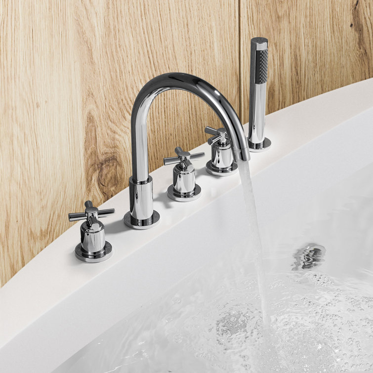 Sorlia Chrome Deck-Mount Roman Tub Faucet with Handshower