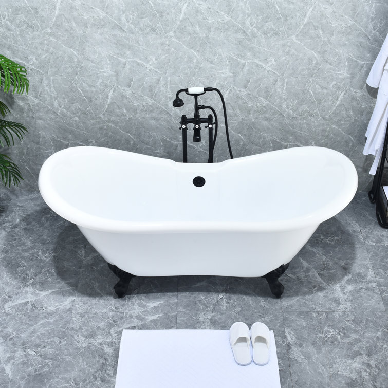 Matte Black Vintage Style Freestanding Tub Faucet with Handshower