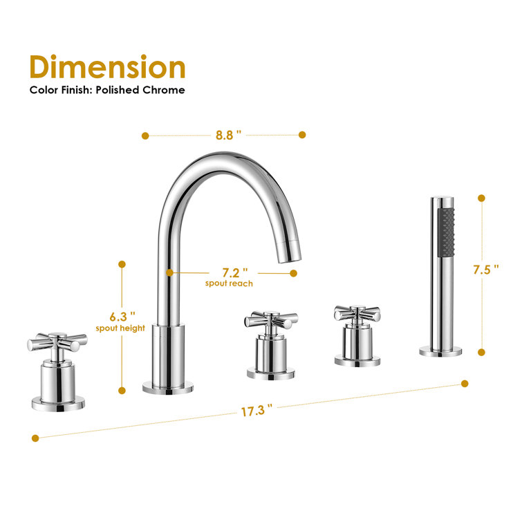 Sorlia Chrome Deck-Mount Roman Tub Faucet with Handshower