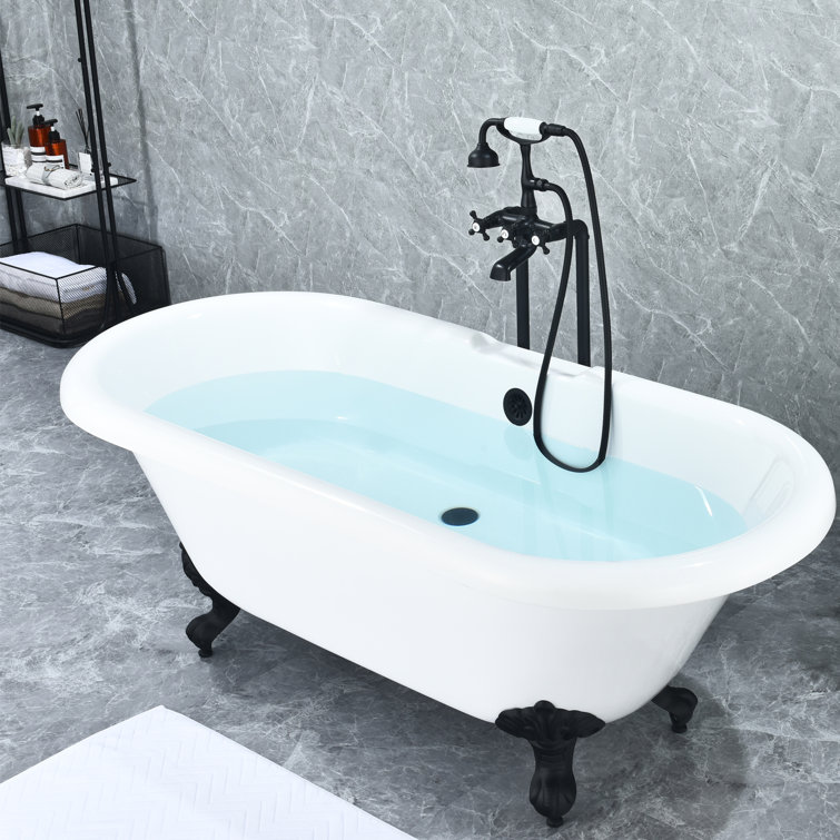 Matte Black Vintage Style Freestanding Tub Faucet with Handshower