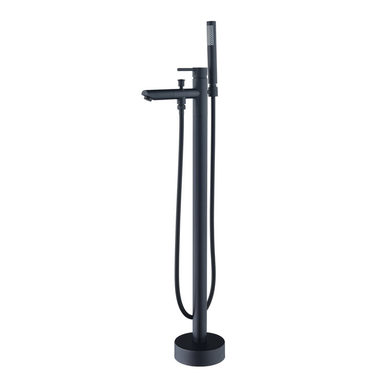 Matte Black Freestanding Tub Filler with Handshower