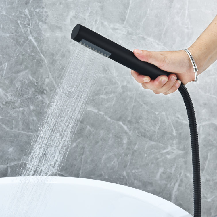 Matte Black Freestanding Tub Filler with Handshower
