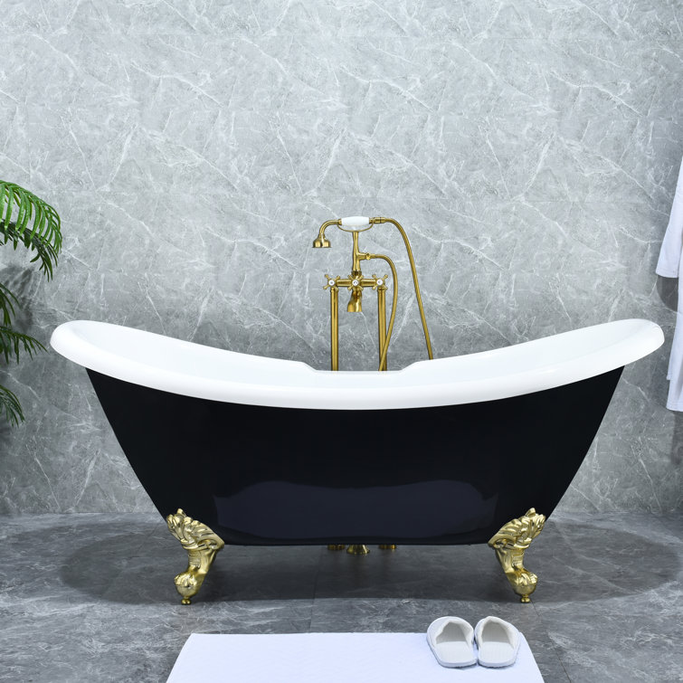 Brushed Gold Stainless Steel Freestanding Tub Faucet with Handshower