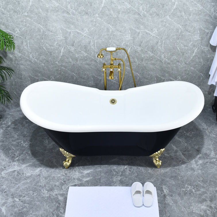 Brushed Gold Stainless Steel Freestanding Tub Faucet with Handshower