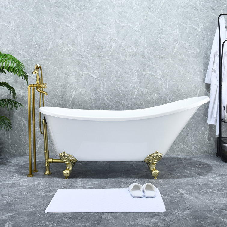 Brushed Gold Stainless Steel Freestanding Tub Faucet with Handshower