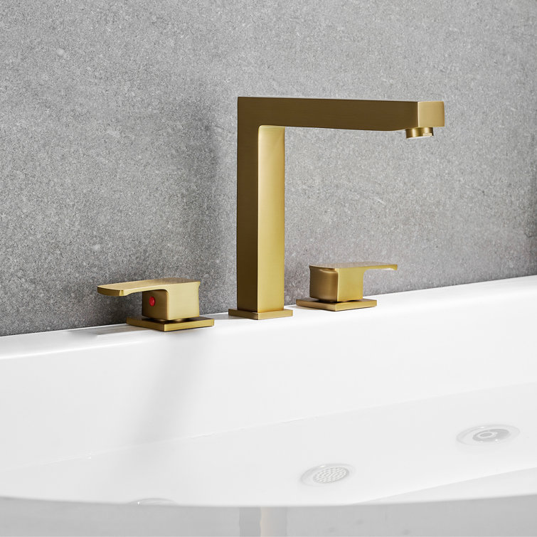 Brushed Gold Double Handle Deck-Mount Roman Tub Faucet