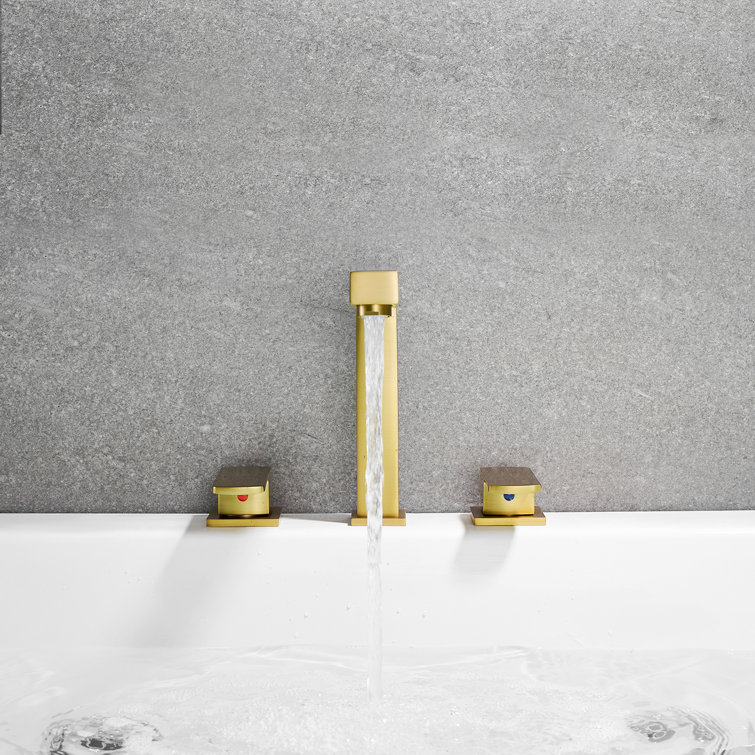 Brushed Gold Double Handle Deck-Mount Roman Tub Faucet