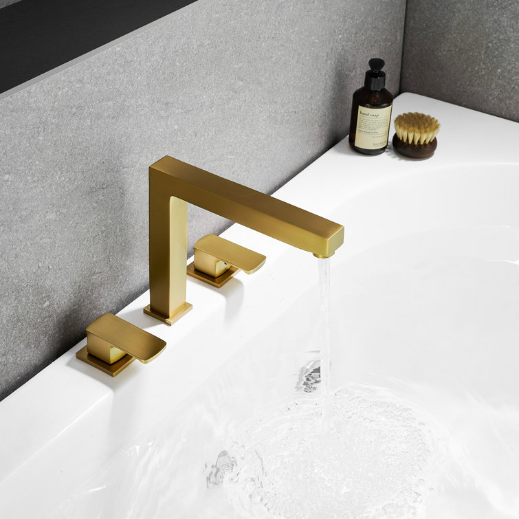 Brushed Gold Double Handle Deck-Mount Roman Tub Faucet