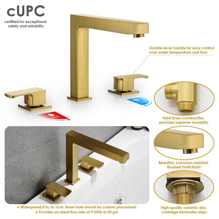 Brushed Gold Double Handle Deck-Mount Roman Tub Faucet
