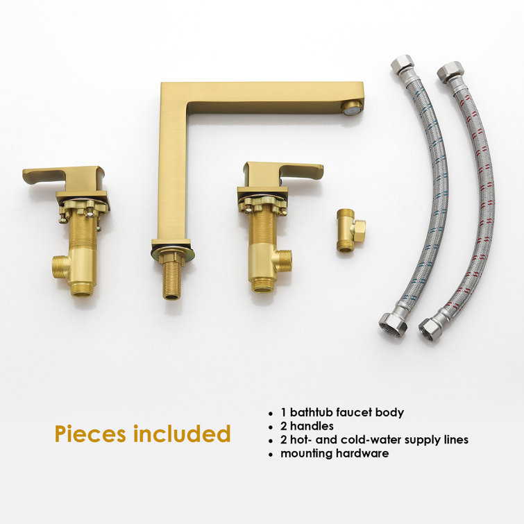 Brushed Gold Double Handle Deck-Mount Roman Tub Faucet