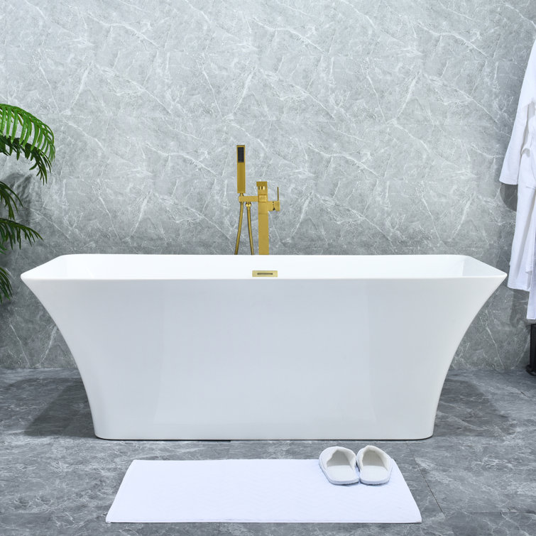 Brushed Gold Stainless Steel Freestanding Tub Filler with Handshower