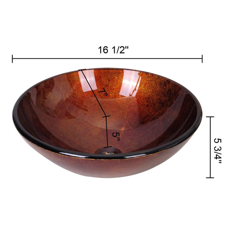 Deep Bronze Round Tempered Glass Vessel Sink