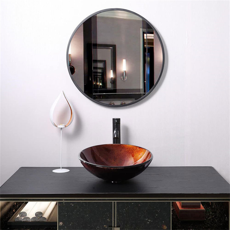 Deep Bronze Round Tempered Glass Vessel Sink