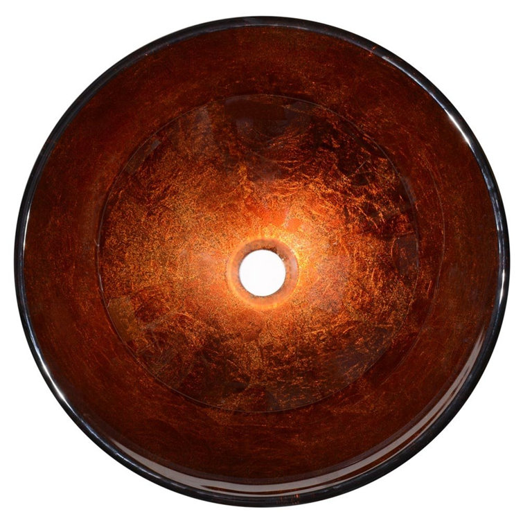 Deep Bronze Round Tempered Glass Vessel Sink
