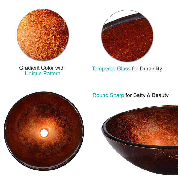 Deep Bronze Round Tempered Glass Vessel Sink
