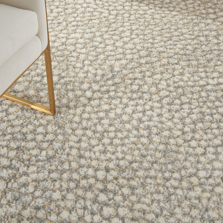 Elysian Pebble Abstract 5' x 7' Ivory/Grey Synthetic Area Rug