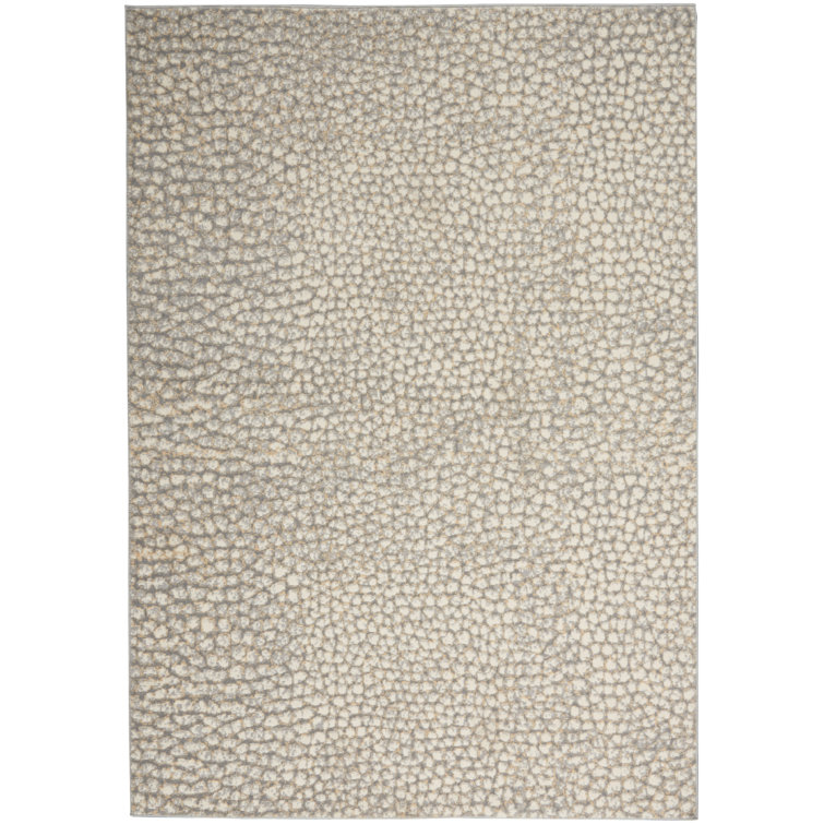 Elysian Pebble Abstract 5' x 7' Ivory/Grey Synthetic Area Rug