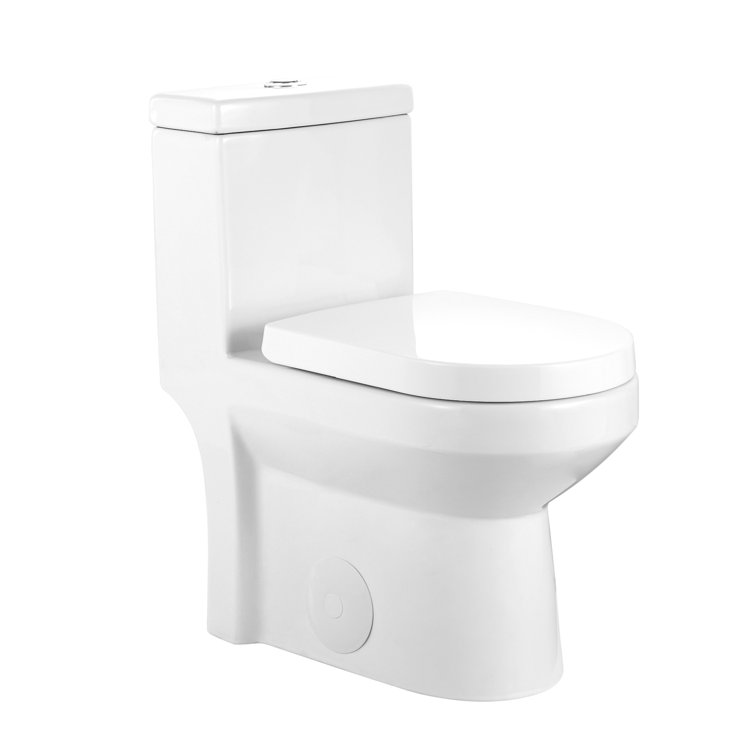 Compact White Ceramic Dual Flush Round Toilet with Seat
