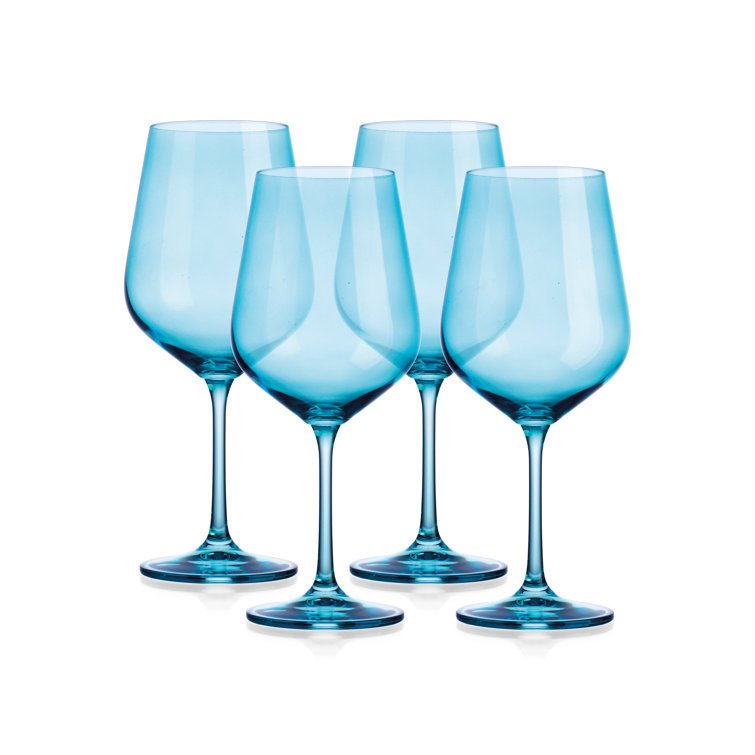 Sky Blue Hand-Blown 22.5oz Red Wine Glass Set