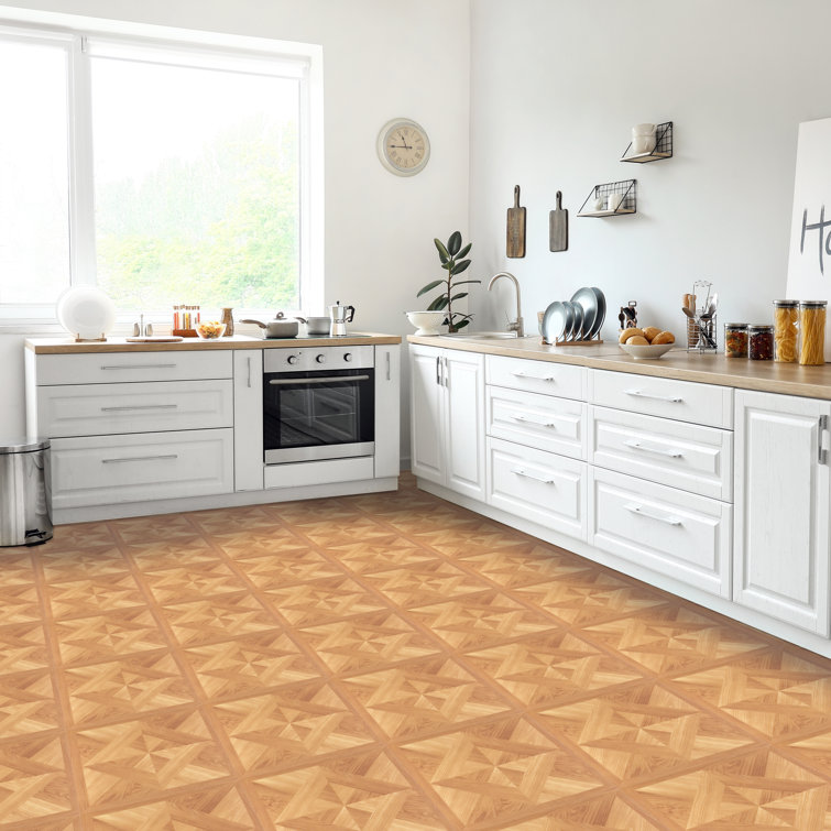 Light Oak Diamond Parquet Self-Adhesive Vinyl Floor Tiles