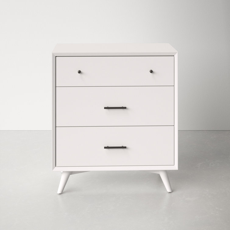 Flynn Transitional 3-Drawer Solid Mahogany Chest in White