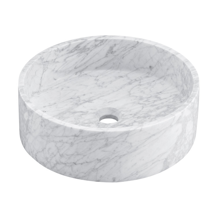 Monaco 17" Round Marbled Grey Ceramic Vessel Sink
