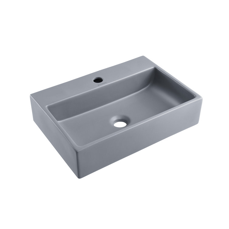 Claire 20" Matte Gray Ceramic Vessel Bathroom Sink
