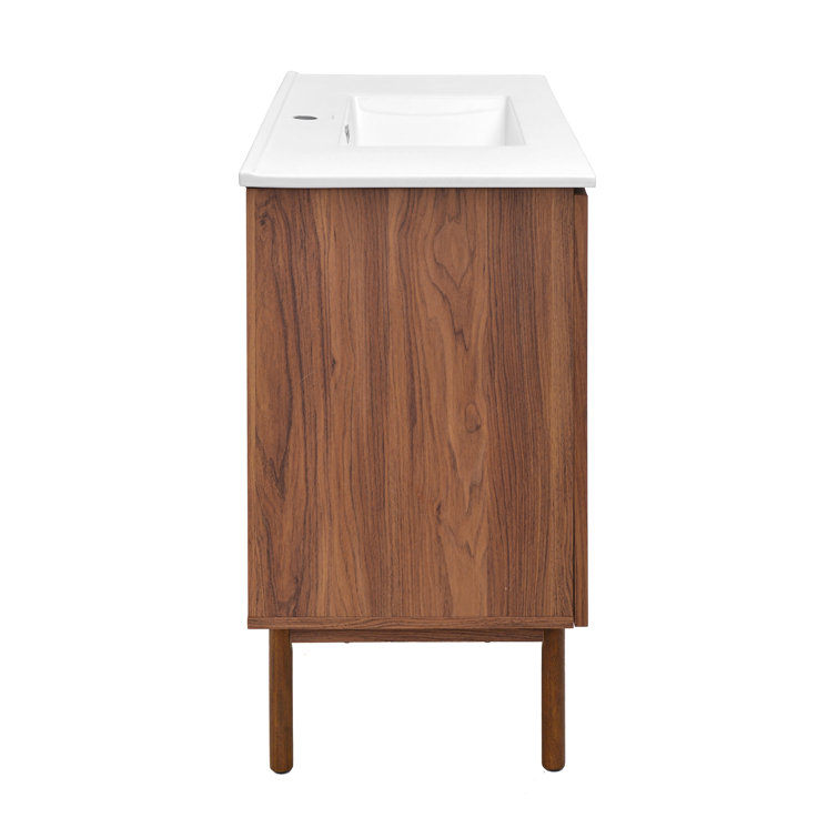 Classe 36" Dark Walnut and Rattan Bathroom Vanity