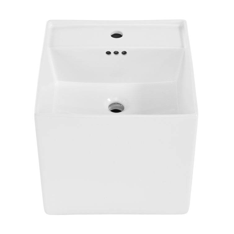 Pur 16.5" Glossy White Ceramic Wall-Mount Vessel Sink