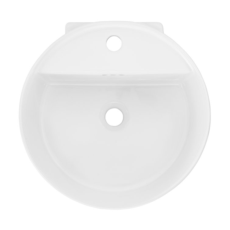 Monaco White Ceramic Round Wall-Mount Bathroom Sink