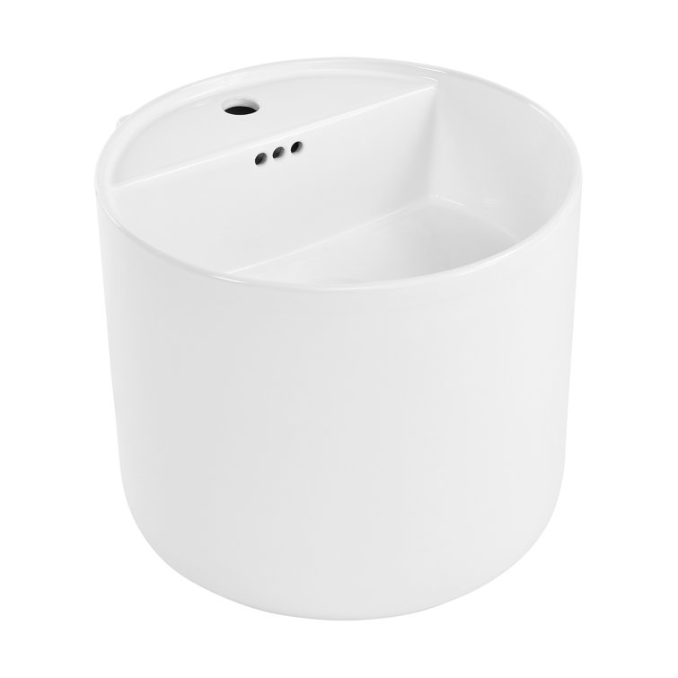 Monaco White Ceramic Round Wall-Mount Bathroom Sink