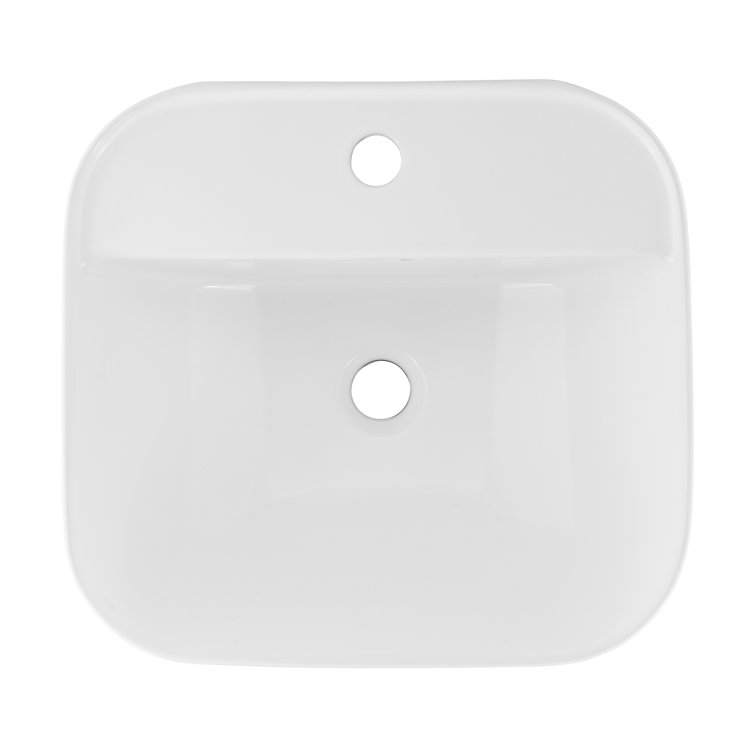 Carre 18" White Ceramic Wall-Mount Bathroom Sink
