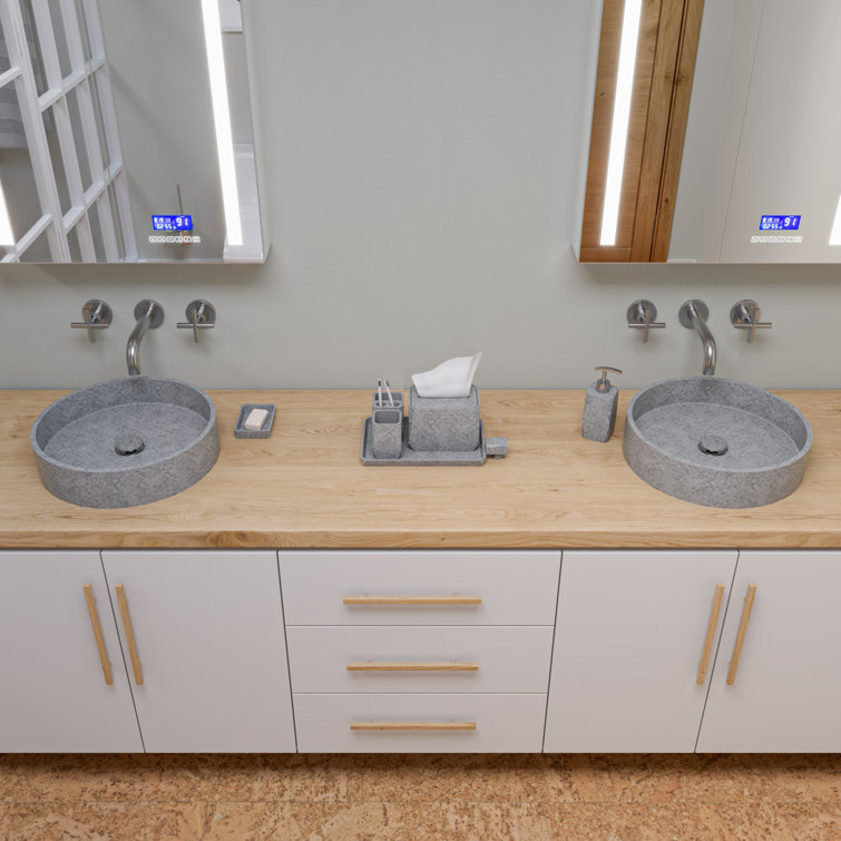 Gray Matte Solid Concrete 7-Piece Bathroom Accessory Set
