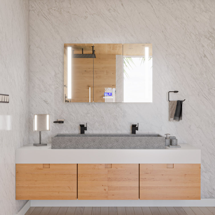 Gray Matte 52" Ceramic Rectangular Bathroom Sink