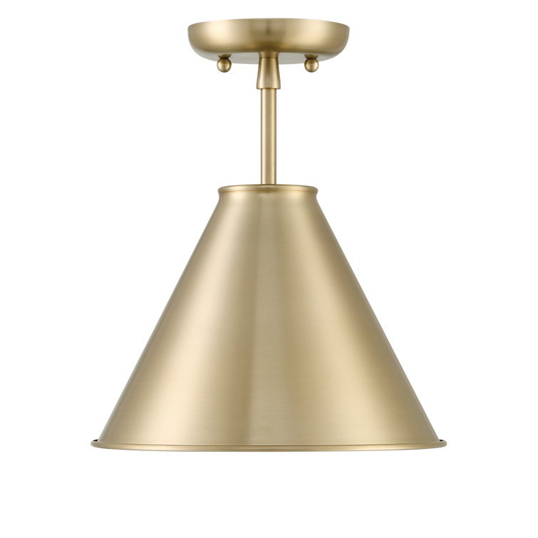 Brass Cone 11'' Metal Semi-Flush Mount Light