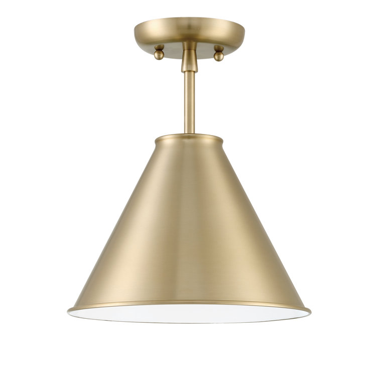Brass Cone 11'' Metal Semi-Flush Mount Light