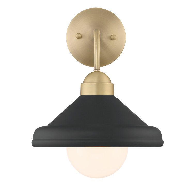 Matte Black and Gold Leaf Dimmable Wall Sconce