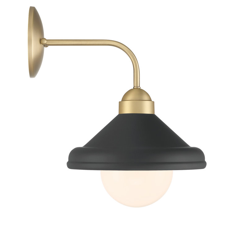 Matte Black and Gold Leaf Dimmable Wall Sconce