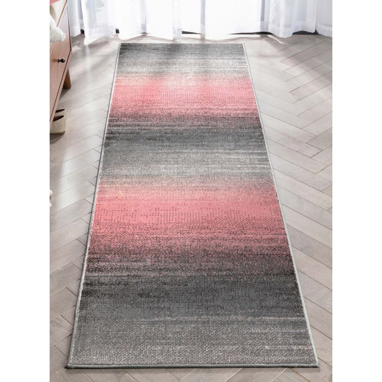 Blush Abstract Synthetic Reversible Runner Rug 2'3" x 7'3"
