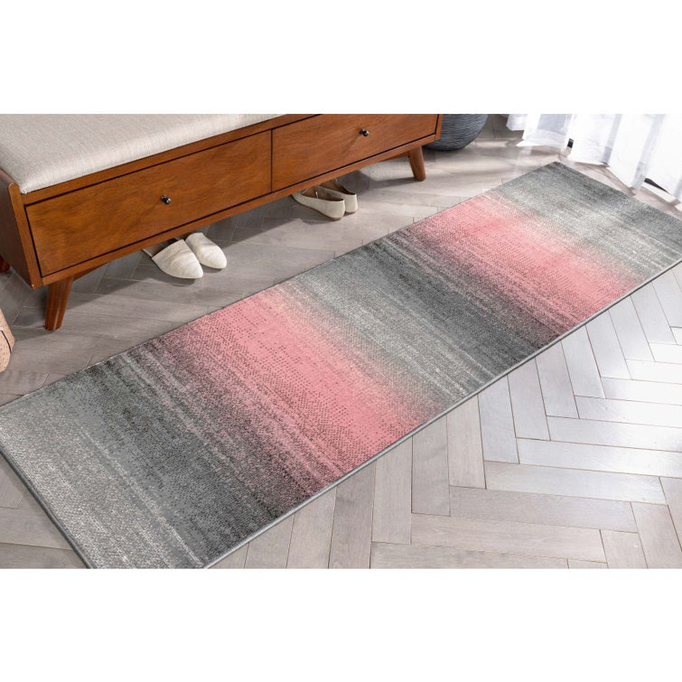 Blush Abstract Synthetic Reversible Runner Rug 2'3" x 7'3"