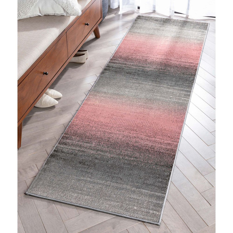 Blush Abstract Synthetic Reversible Runner Rug 2'3" x 7'3"