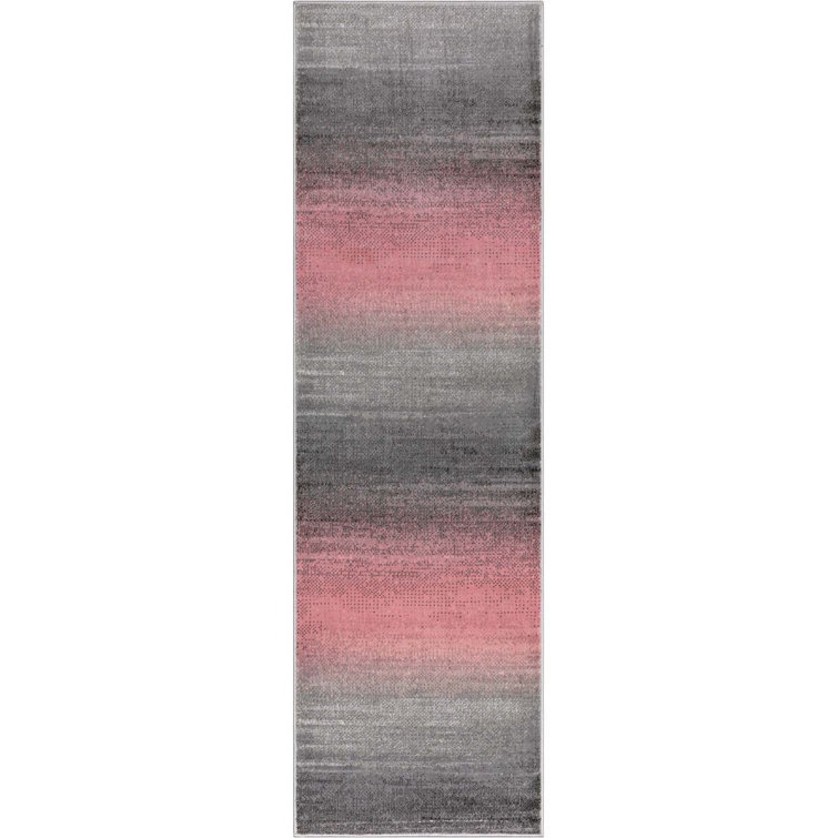 Blush Abstract Synthetic Reversible Runner Rug 2'3" x 7'3"