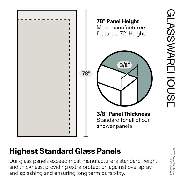 Halo 60" x 78" Frameless Clear Glass Hinged Shower Door in Brushed Nickel